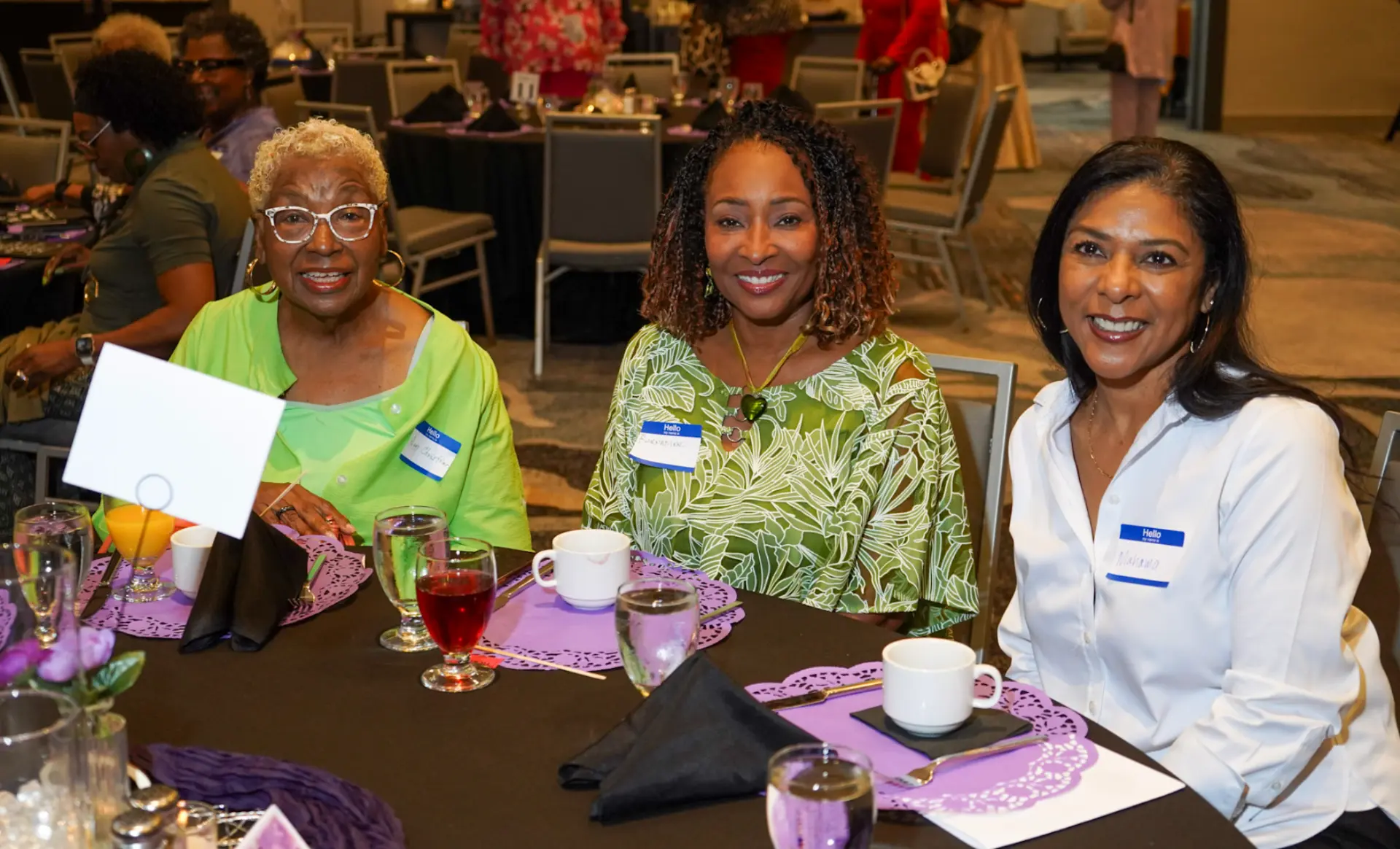 Guests seated together at a decorated banquet table